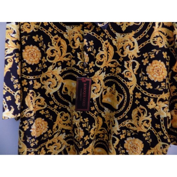 NEW Baroque Gold Crown Medusa Italian Designer Style Mens Shirt Size 3X - Picture 3 of 5